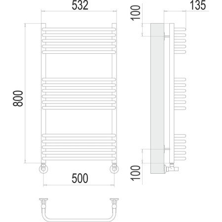 Полотенцесушитель водяной Terminus 4670078529794 55х80 хром