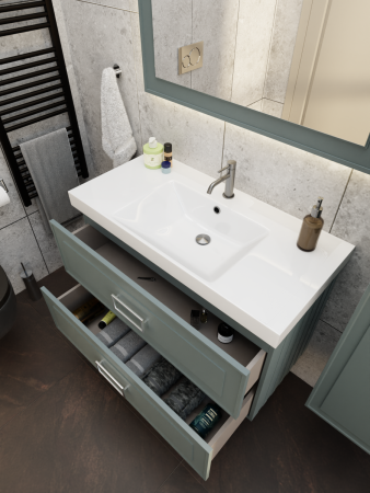 Тумба с раковиной La Fenice Cubo TWIN NFNC-01-CUB-G-100-2-2-100 100х50 подвесная цвет серый