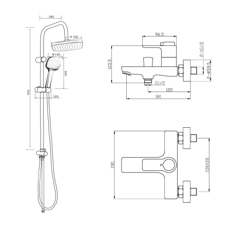 Душевая стойка Orange Thermo T19-944cr настенная цвет хром с термостатом