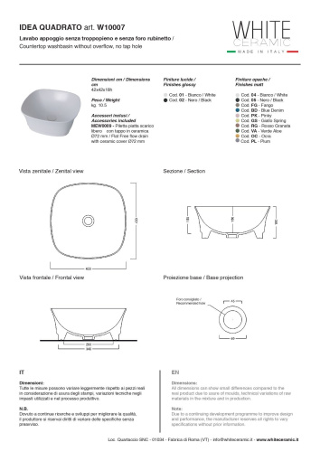 Раковина White Ceramic Idea 42 см W1000705 накладная цвет черный матовый - фото 2