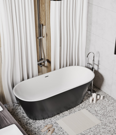 Ванна акриловая Grossman Forta GR-1503MB 170х75 отдельностоящая овальная с каркасом