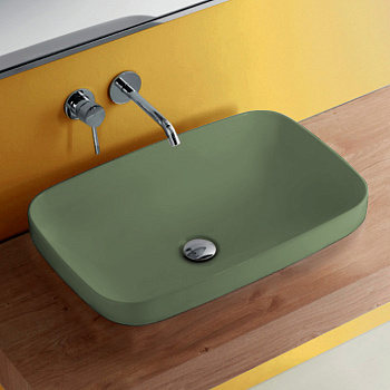 Раковина из сантехнического фарфора Kerasan Tribeca 514311 60х38 накладная цвет зеленый