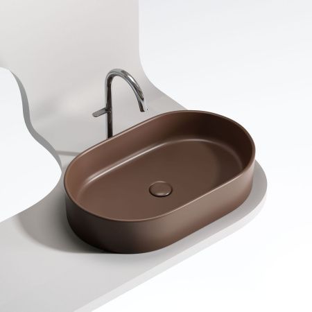 Раковина из сантехнического фарфора Ceramica Nova ELEMENT CN6048MDB 60х40 накладная цвет коричневый без отверстий под смеситель
