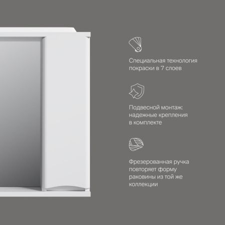 Зеркало-шкаф Am.Pm Like M80MPR0651WG 65х15х78 подвесной цвет белый