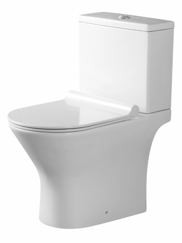Унитаз напольный с бачком Agger AT07000 белый с сиденьем микролифт безободковый каскадный смыв - фото 2