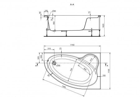 Ванна акриловая Santek Эдера 1WH111994 170х110 пристенная асимметричная без каркаса