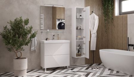 Тумба под раковину Velvex EDGE tn.EDG.9696.80.2Y белый глянец 80х40 напольная цвет белый