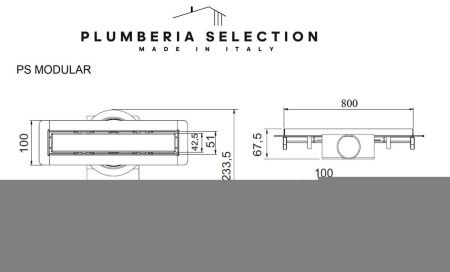 Душевой лоток Plumberia Selection PSM MODULAR PSM80NO 80х5 черный