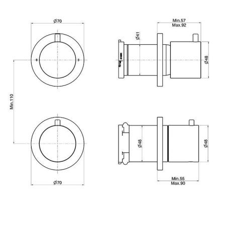 Смеситель для душа Fima Carlo Frattini Spillo Steel F3073N7INOX встраиваемый в стену нержавеющая сталь с термостатом
