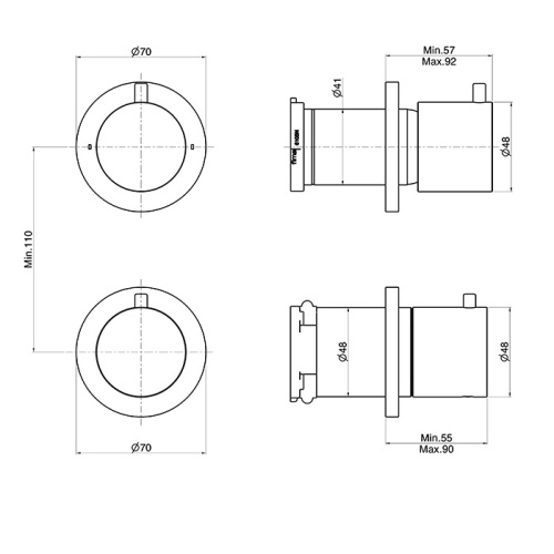 Смеситель для душа Fima Carlo Frattini Spillo Steel F3073N7INOX встраиваемый в стену нержавеющая сталь с термостатом - фото 2