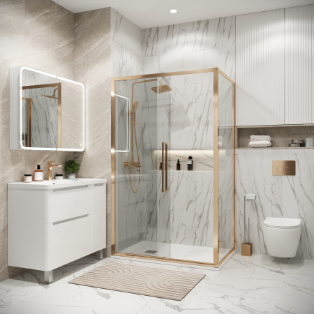 Душевая перегородка Grossman Cosmo 200.K33.02.70.32.00 70х195 стекло прозрачное профиль золото глянцевое