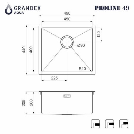 Кухонная мойка Grandex Aqua 5040601 50х45 цвет золото поверхность матовая