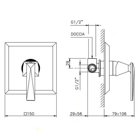 Смеситель для душа Nicolazzi Vincent 3006EXTCR35 встраиваемый в стену хром (внешняя часть)