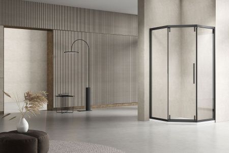 Душевой уголок Vincea Show VSP1-4SH100CLB 100х100 стекло прозрачное профиль черный без поддона