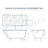 Ванна чугунная Delice Continental DLR230627-AS 180х80 пристенная прямоугольная без ножек с антискользящим покрытием