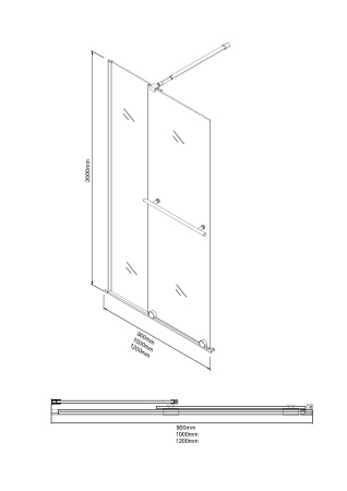 Душевая перегородка Niagara Nova NG-671-90BLACK 90х200 стекло прозрачное профиль черный матовый