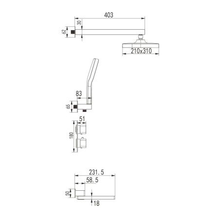 Душевая система Rose R1595F встраиваемая в стену цвет белый с термостатом