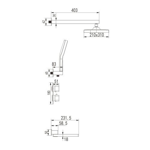 Душевая система Rose R1595T встраиваемая в стену цвет пепельный с термостатом - фото 3