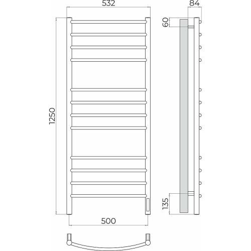 Полотенцесушитель Terminus 4670078544476 53х125 электрический хром - фото 3