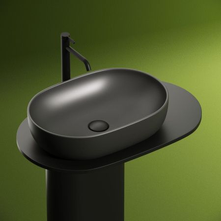 Раковина из сантехнического фарфора Ceramica Nova ELEMENT CN6047MDH 60х40 накладная цвет черный без отверстий под смеситель