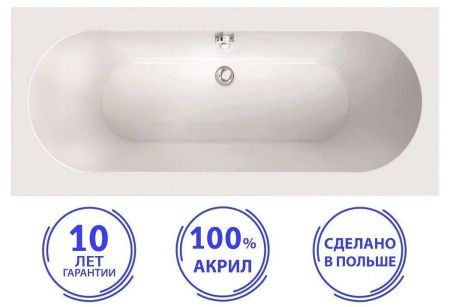 Ванна акриловая C-Bath CBQ001002 180х80 пристенная прямоугольная