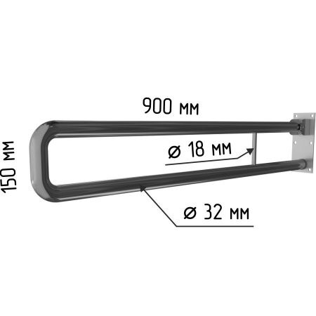 Поручень для туалета настенный откидной с фиксатором без бумагодержателя по ГОСТ Dstrana  3207-900