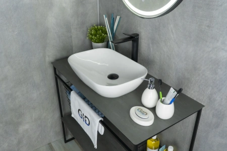 Раковина керамическая Gid Geométrico 51157 50х30 накладная цвет белый без отверстий под смеситель