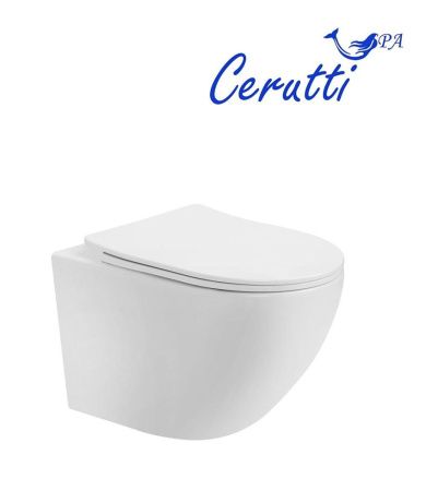 Унитаз подвесной Cerutti SPA CT10571 белый с сиденьем микролифт безободковый каскадный смыв