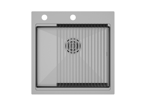 Мойка кухонная Paulmark PM705151-BS+R405-BS 51х51 брашированная нержавеющая сталь
