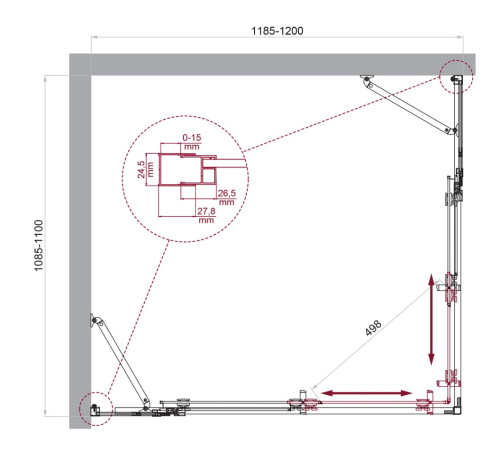 Душевой уголок BelBagno LUCE LUCE-AH-22-120/110-C-Cr 120х110 стекло прозрачное профиль хром глянцевый без поддона - фото 2