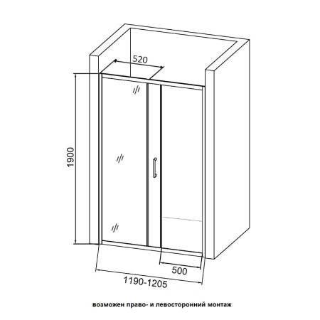 Душевая дверь Orange E02-120TB 121х190 стекло прозрачное профиль черный