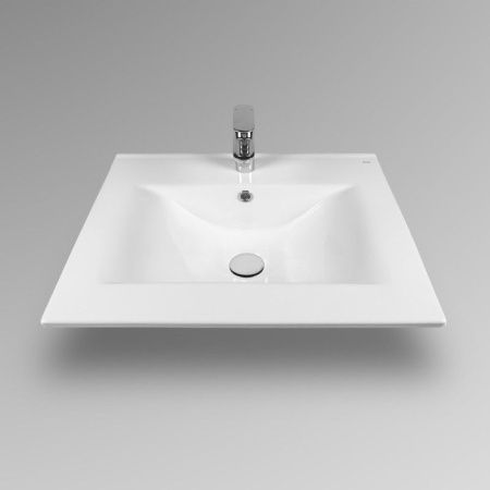 Раковина из сантехнического фарфора Bond Cube S05-600 60х50 встраиваемая цвет белый 1 отверстие под смеситель