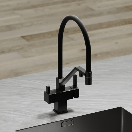Смеситель для кухни Sancos Loro SC4007MB на мойку черный матовый/черный