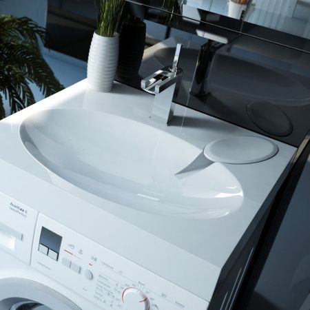 Раковина из искусственного камня Reflexion Alpha RF6055AL 60х50 над стиральной машиной цвет белый 1 отверстие под смеситель