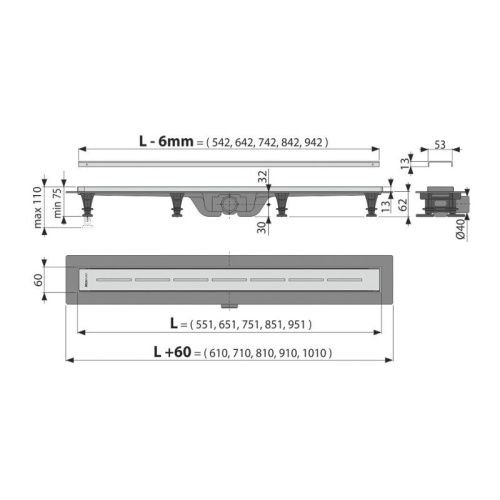 Душевой лоток Alcadrain APZ18-950M хром - фото 2