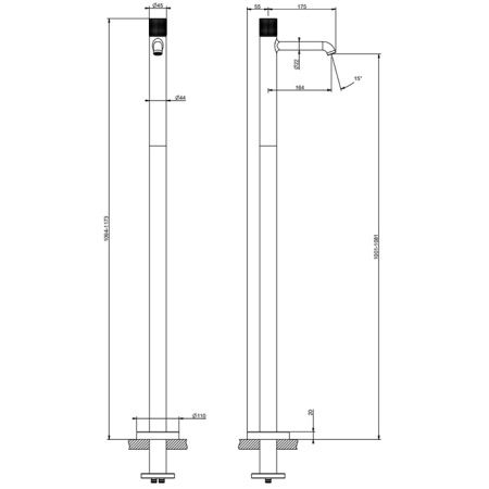 Смеситель для раковины Gessi Habito 70495#706 напольный черный