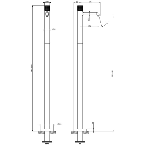 Смеситель для раковины Gessi Habito 70495#706 напольный черный - фото 2