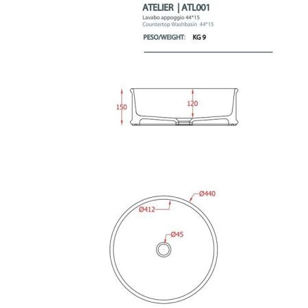 Раковина керамическая Artceram Atelier ATL001 17 00 40х40 накладная цвет черный без отверстий под смеситель