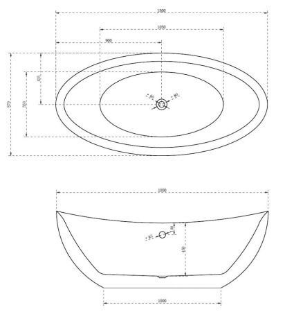 Ванна акриловая Abber AB9248 180х85 отдельностоящая овальная с каркасом