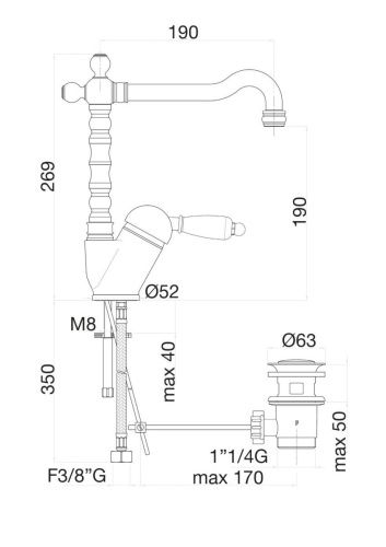 Смеситель Fiore 83CO2245 на раковину хром/золото - фото 3