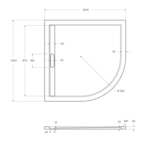 Душевой поддон Cezares TRAY-AS-R-100-30-W 100х100 искусственный мрамор белый - фото 2