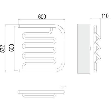 Полотенцесушитель водяной Terminus 4620768880988 60х55 хром