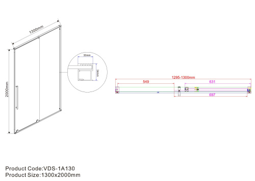 Душевая дверь Vincea Arno VPS-1A130CL 130х200 стекло прозрачное профиль хром глянцевый - фото 5
