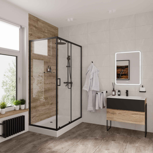 Душевой уголок Niagara Nova 68120812BLACK 120х80 стекло прозрачное профиль черный - фото 2