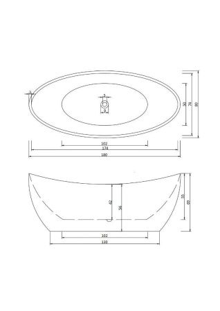 Ванна акриловая Cerutti SPA CT10201 180х80 отдельностоящая овальная с ножками