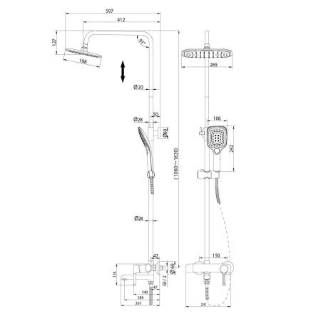 Душевая стойка Grossman Alba 500.K35.06.100/000 настенная цвет белый