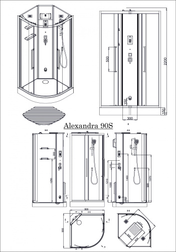 Душевая кабина Acquazzone Alexandra 90 90х90 четверть круга - фото 3