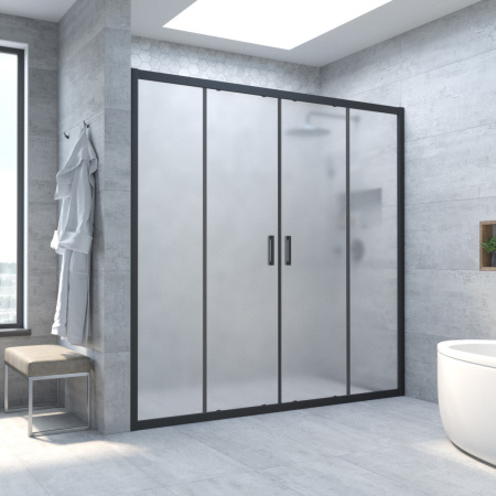 Душевая дверь Vegas-Glass Z2P TUR+NOVO Z2P NOVO h2000 180 02М 10 180х200 стекло матовое профиль черный матовый