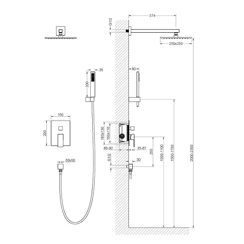 Душевая система Timo Selene SX-2039/17SM встраиваемая в стену - фото 2 Душевая система Timo Selene SX-2039/17SM встраиваемая в стену - фото 2