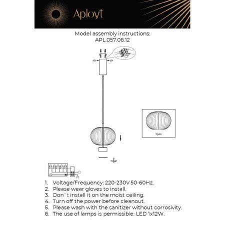 Светильник подвесной Aployt Ambr (Амбр) APL.057.06.12